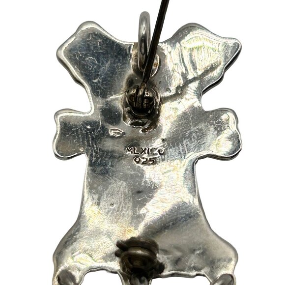 Vintage Mexico 925 Sterling Silver Dog with Dangling Bones Pendant Brooch/Pin - Picture 4 of 5